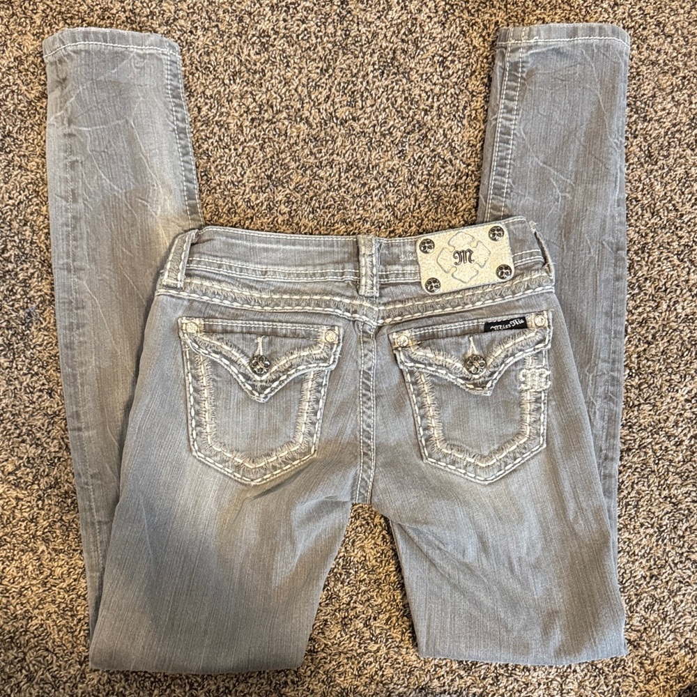 Miss Me Distressed Gray Skinny Jeans - Picture 5 of 8